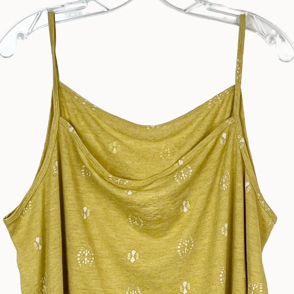 Sonoma Womens Tank Top Mustard Yellow White Print XXL Linen Blend NWT - Picture 8 of 12